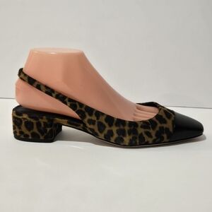 Veronica Beard Cecile Covered Toe Leopard Print Sling Back Sandals Shoes 8.5